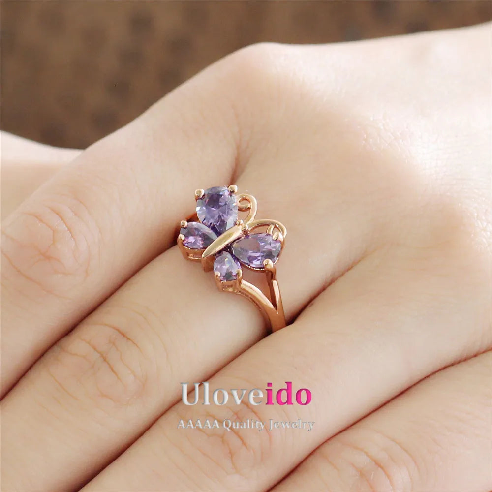 Beautiful Butterfly Rings For Women Ring with Stone Rose Gold Color - Genesis Global Boutique