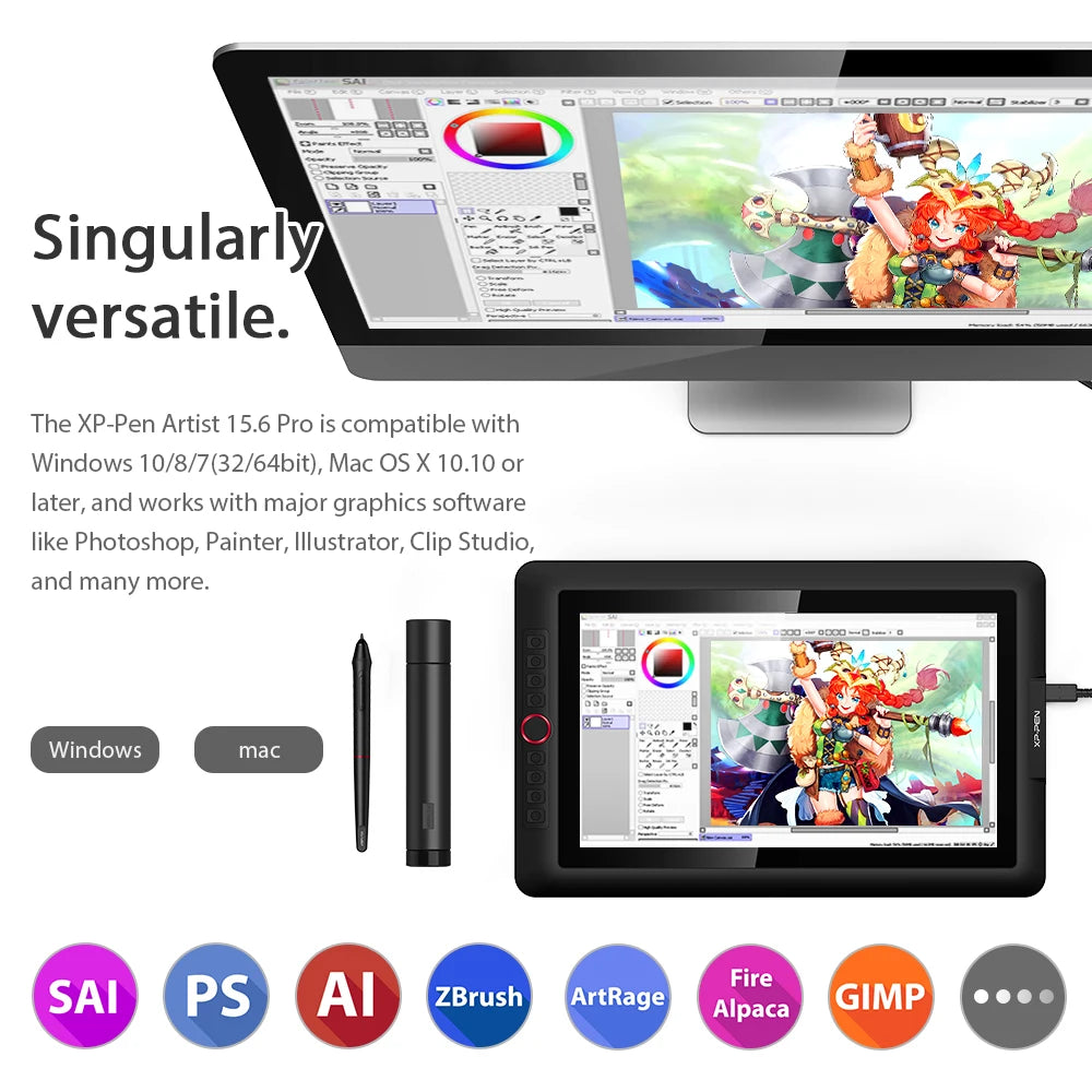 15.6 Pro Drawing Tablet Graphic Monitor Digital Animation Drawing Board with 60 Degrees of Tilt Function Art Design - Genesis Global Boutique