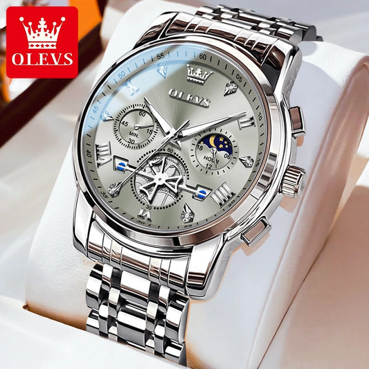 OLEVS Stainless Steel Men's Watches Waterproof Luminous Quartz - Genesis Global Boutique