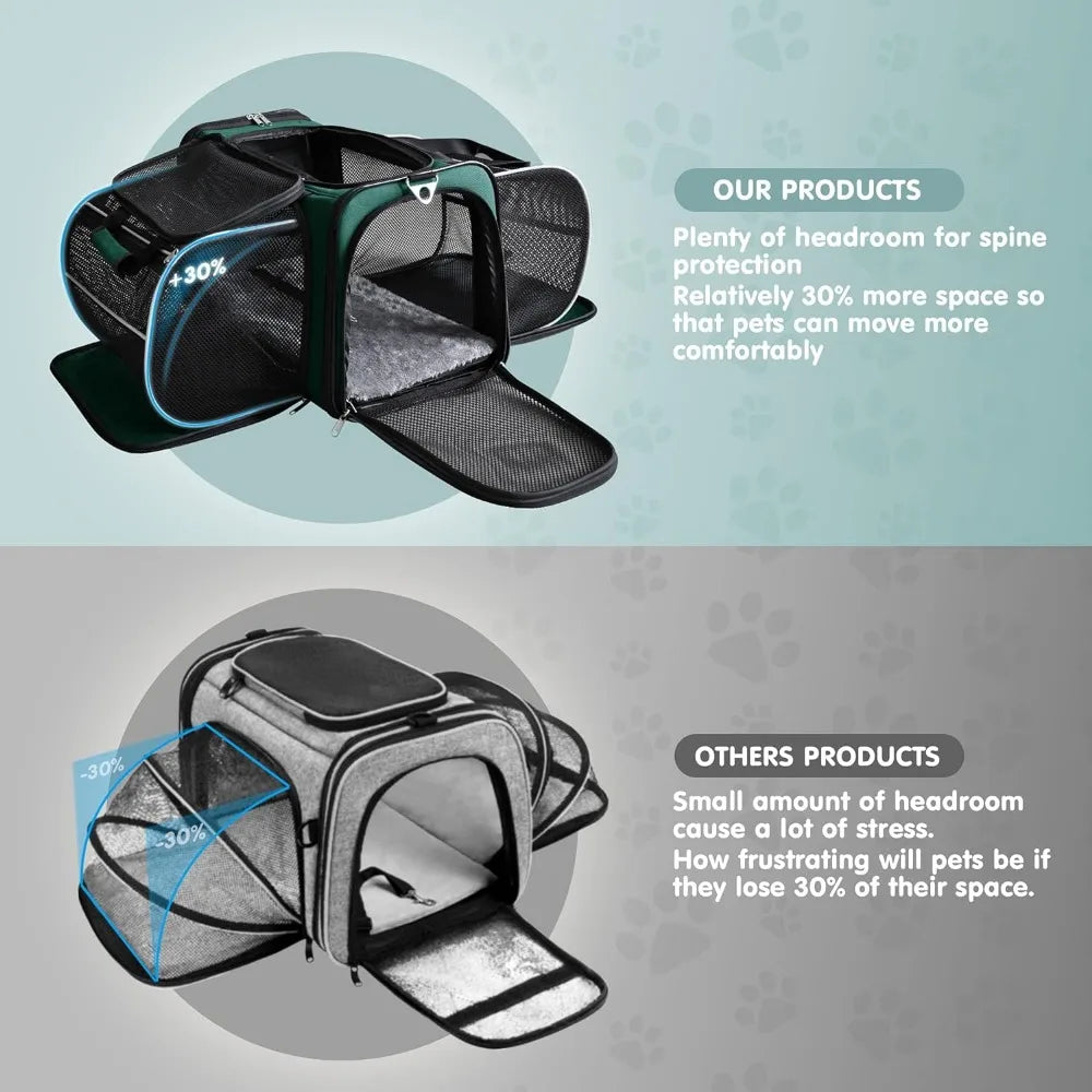 Cat Carrier, Pet Carrier , Soft-Sided Collapsible Travel Bag - Genesis Global Boutique