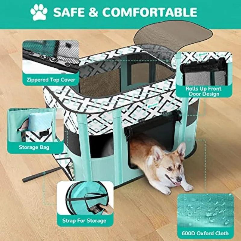 Portable Pet Playpen, Foldable Exercise Play Tent Kennel Crate for Pets - Genesis Global Boutique