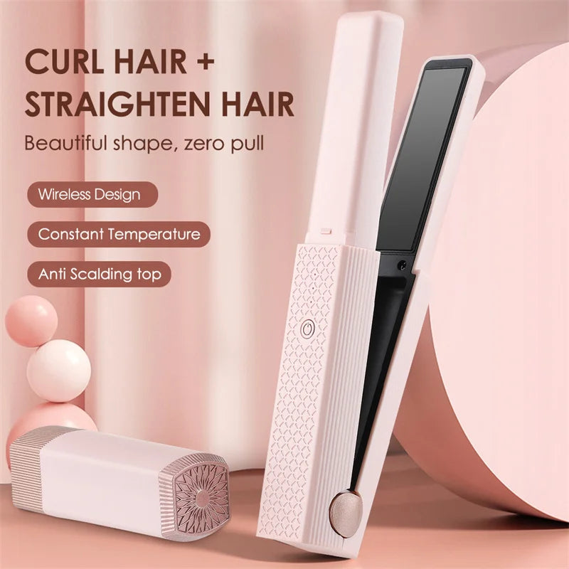 USB Charging Hair Straightener and Curler Salon Mini Flat Iron Hair - Genesis Global Boutique