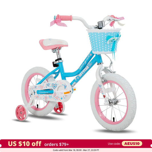 Colorful Girls Bike with Basket & Training Wheels 12 14 16 18 Inch Kids Bike Foot Brake Child Children Bicycle - Genesis Global Boutique