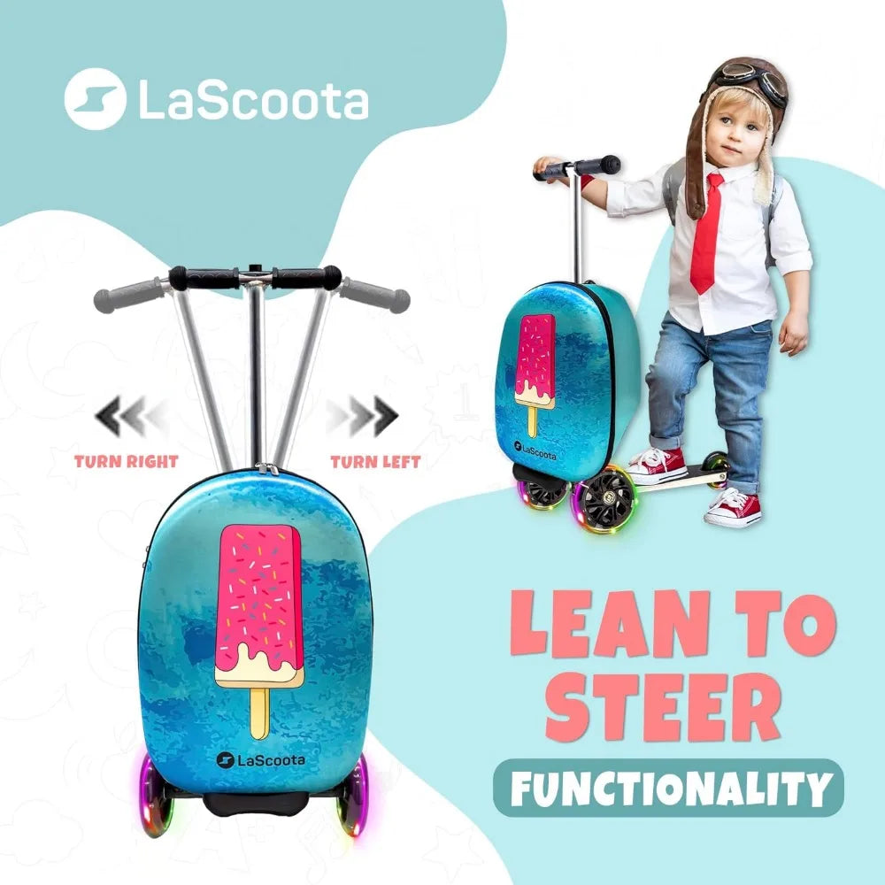 Scooter Suitcase, Foldable Scooter Luggage For Kids - Lightweight Kids Ride on Luggage Scooter with Wheels - Genesis Global Boutique