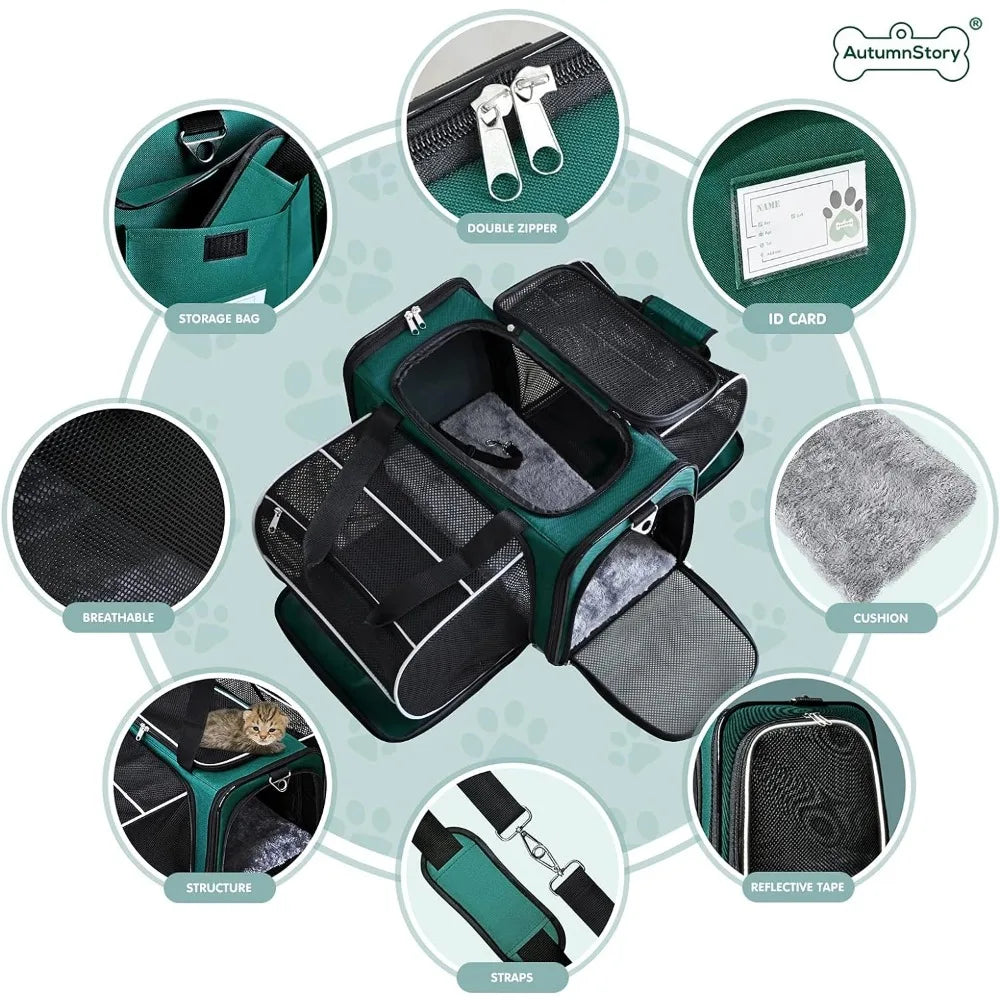 Cat Carrier, Pet Carrier , Soft-Sided Collapsible Travel Bag - Genesis Global Boutique