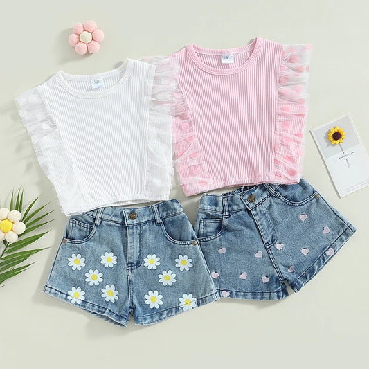 Toddler Baby Girl 2Pcs Fashion Clothing Set  Lace Sleeveless - Genesis Global Boutique