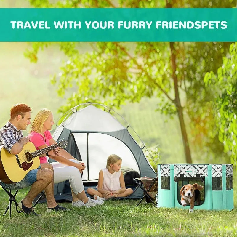 Portable Pet Playpen, Foldable Exercise Play Tent Kennel Crate for Pets - Genesis Global Boutique