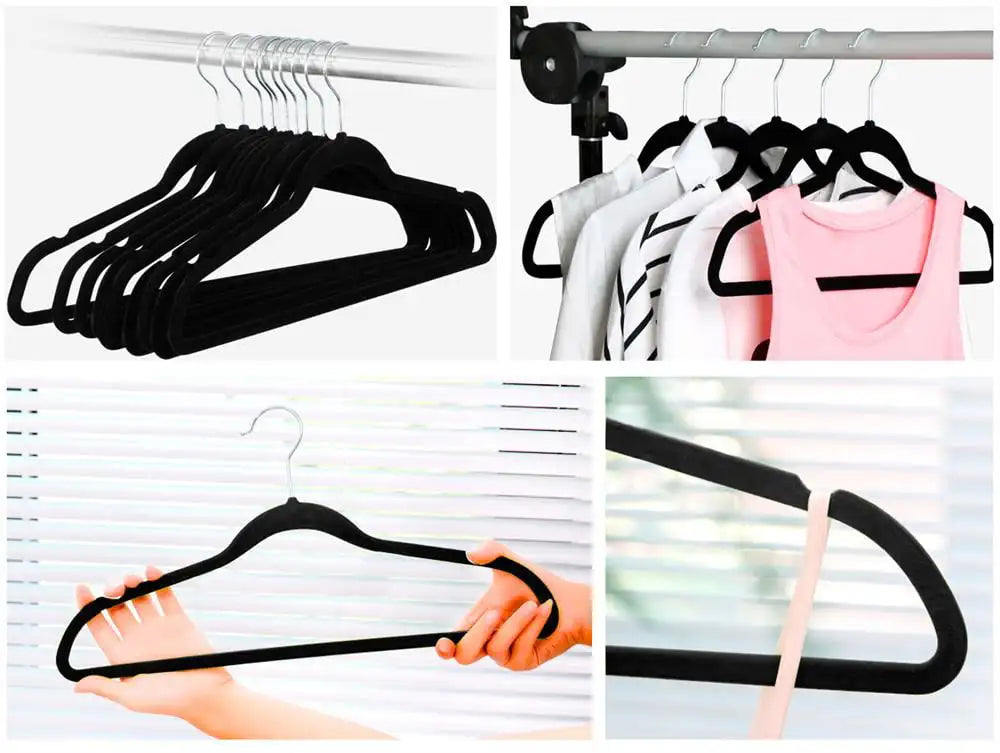 Easyfashion Non Slip Velvet Clothing Hangers, 100 Pack, Black - Genesis Global Boutique