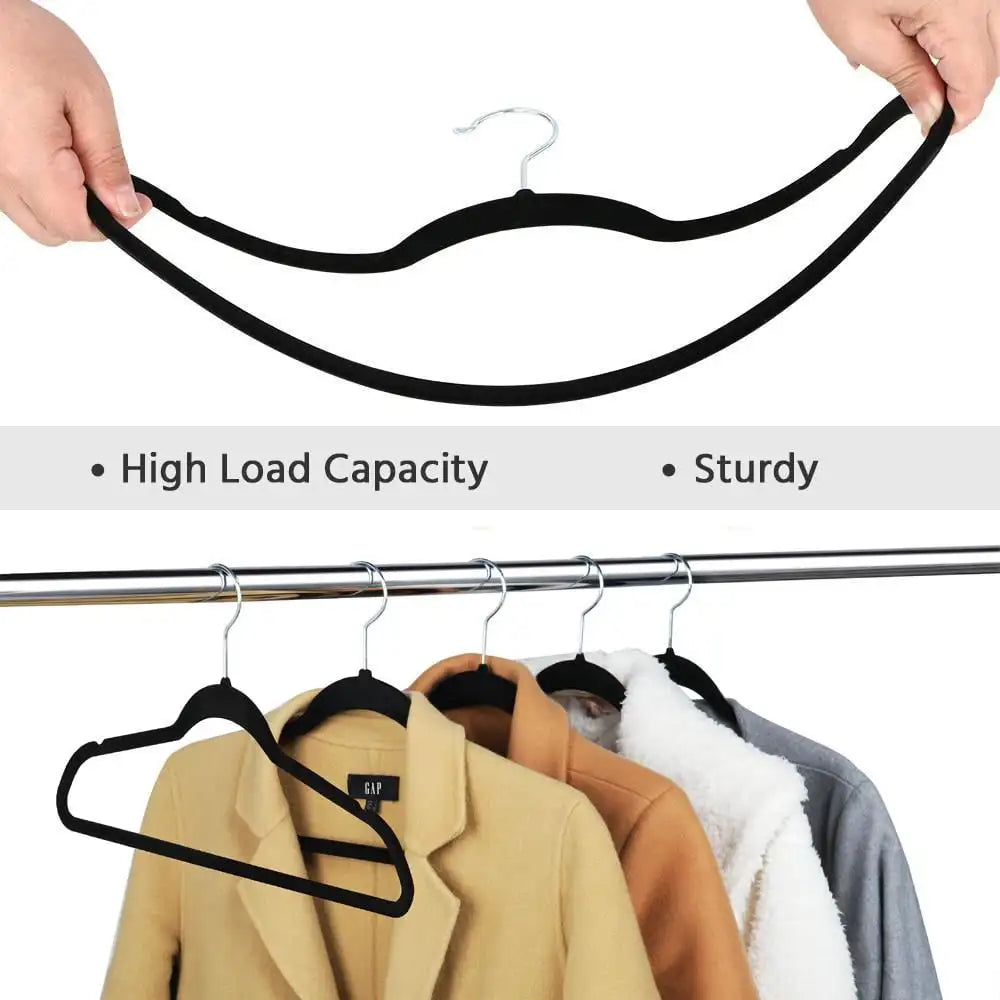 Easyfashion Non Slip Velvet Clothing Hangers, 100 Pack, Black - Genesis Global Boutique