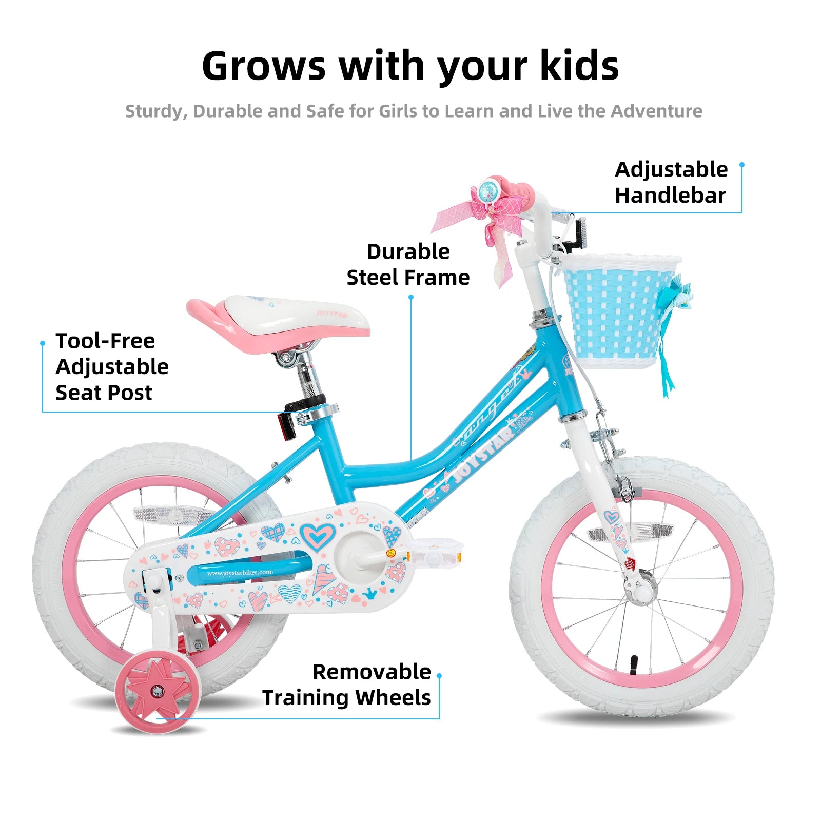 Colorful Girls Bike with Basket & Training Wheels 12 14 16 18 Inch Kids Bike Foot Brake Child Children Bicycle - Genesis Global Boutique