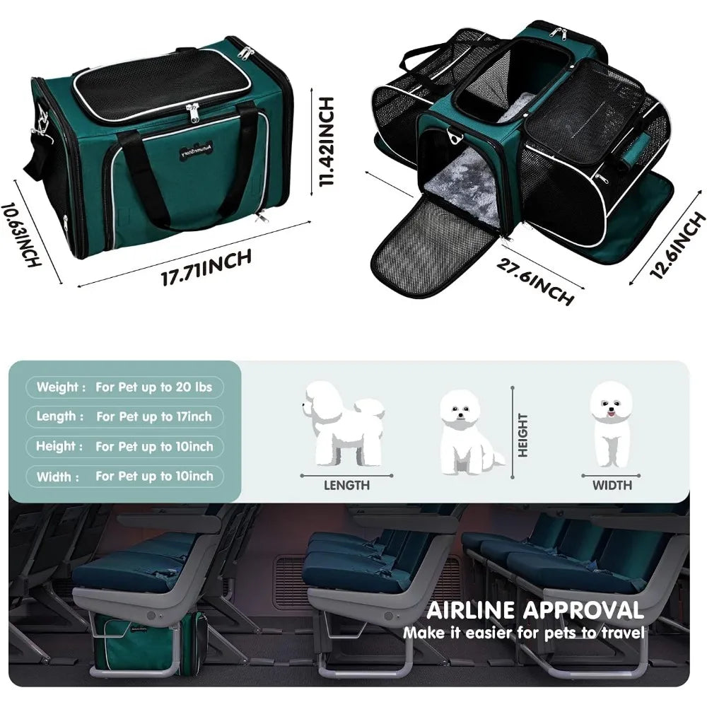 Cat Carrier, Pet Carrier , Soft-Sided Collapsible Travel Bag - Genesis Global Boutique