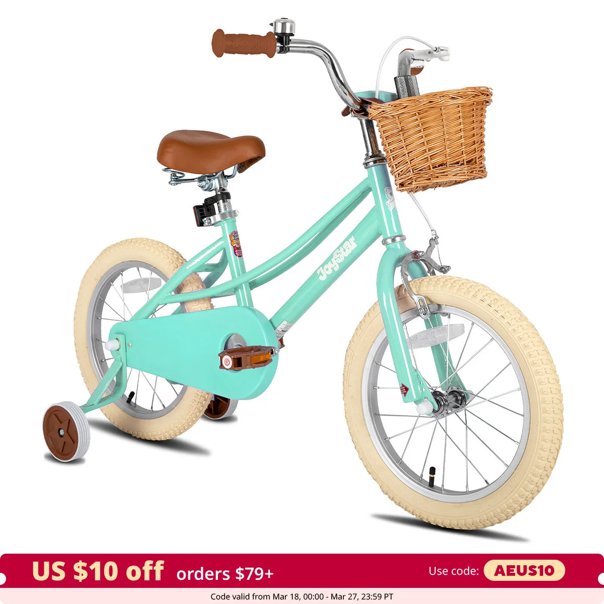 JOYSTAR Girls Bike for 2-12 Toddlers & Kids, 12" 14" 16" 20" with Training Wheels, Basket & Kickstand, Retro Style - Genesis Global Boutique