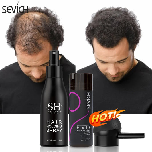 Sevich 3pcs Hair Fiber Powder +Hair Styling Spray + Nozzle Applicator Pump - Genesis Global Boutique