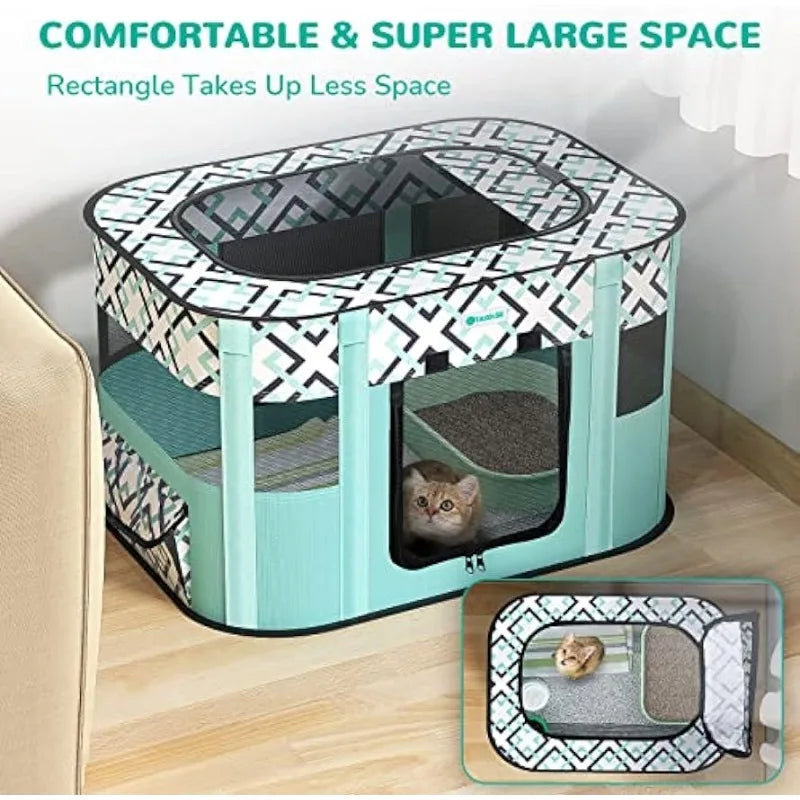 Portable Pet Playpen, Foldable Exercise Play Tent Kennel Crate for Pets - Genesis Global Boutique